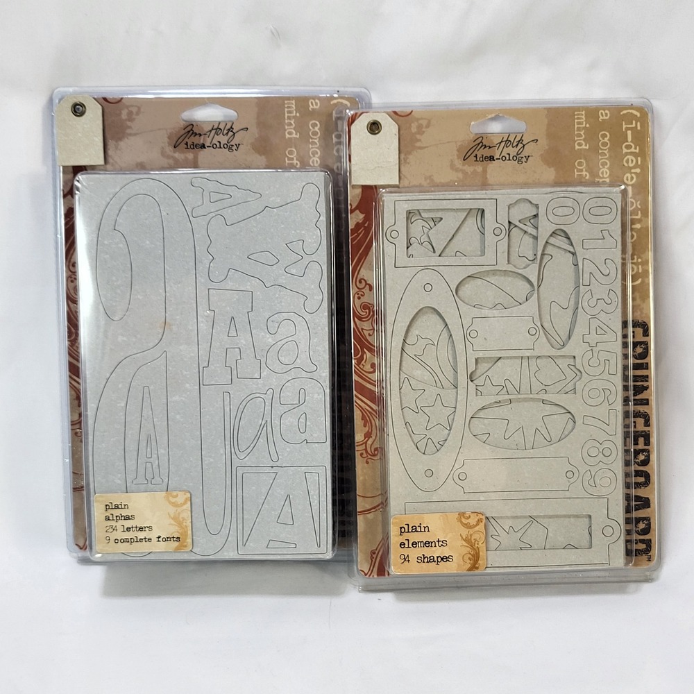 Tim Holtz Idea-ology Grungeboard Plain Alphas & Elements 2-Pack TH92496 TH92489